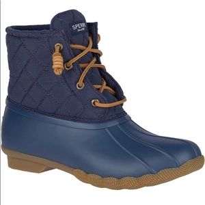 Sperry Saltwater Quilted Duck Boot Navy Sz:9.5